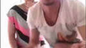 Horny amateur couple in standing fuck