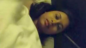 Beautiful girl rubs her pussy and breasts registration by her lover