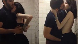 cute marina fraga fucking by her boyfriend in public bathroom