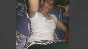 Skinny teen girl strips and masturbates with cucumber and carrot