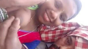 Vilage lover kissing and Boob pressing with clear talk