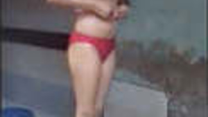 Desi village girl caught wearing bra after shower