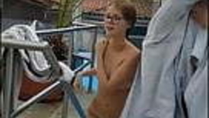 Hot babe with respect to the public eye in the pool