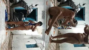 Indian couple bathing