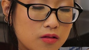 Tasty Asian chick Eva Yi gets a sip of cum after wet sex