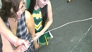 Sisters help their brother cum