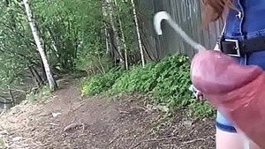 Handjob in the open air