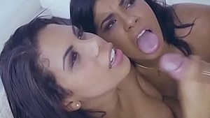 Yoke Chunky Mamma Latina Sisters struggle from cock