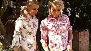 Peeing Australian lesbo