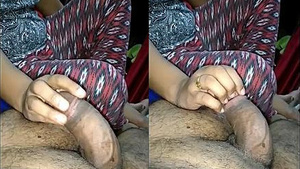 Indian Woman Rubbing Husband Cock
