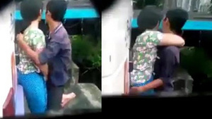 Lovers quickly enjoy anal sex in a garage