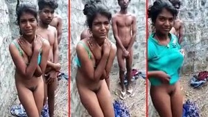 Indian village girl caught in the act of having group sex