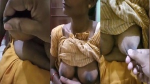 Cleaning the camera with the help of the housemaid’s small bosom.