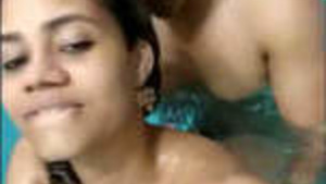 Amateur couples swim and have sex in the pool