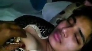 Beautiful sister-in-law helps new father to enjoy himself with her big breasts.