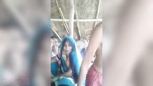 A married woman from a rural area exposes her private parts.