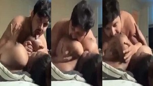 Large breasted woman has her rear end getting stimulated by her neighbor.