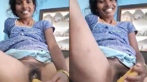 A housewife from Andhra Pradesh enjoying a banana solo session.