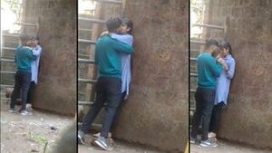 Desi MMC outdoor video shows girl Manning for kisses with lover