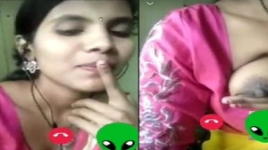 Small boobed hot rural woman masturbates on a video call