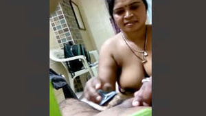 Marathi housewife helps her husband to shave