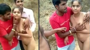 A naked Indian village girl got caught having sex with her lover in a desi MMS clip.