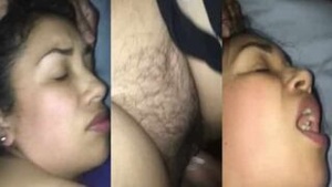 Beautiful adult Indian woman removes her pubic hair with the help of her partner.
