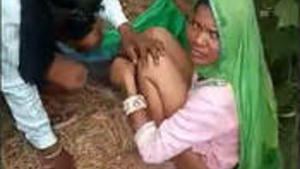 Outdoor sex in a small village, married couple caught in the act.