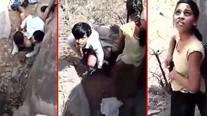 Indian village lovers caught in the act outdoors in a XXX film