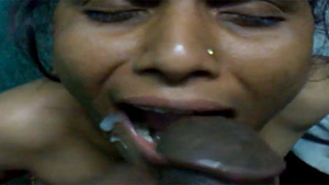 A experienced country maiden sucks the cum of her landlord.