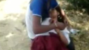 Pretty blonde has sex with her boyfriend outside