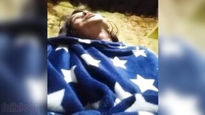 Beautiful babe enjoys playing with her big melons and fruits