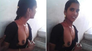 An elderly woman from next door shows some of the younger woman's private parts.