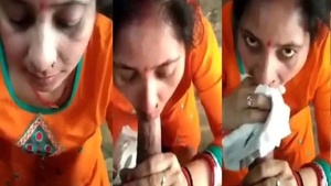 A shy Indian homemaker giving a blow job