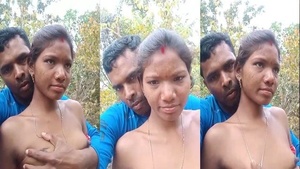 Married woman exposes her breasts while having sex with a AK47 wielding tribal husband in the wilderness