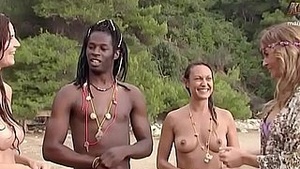 Big-boobed girls from the beach in a dark hardcore scene