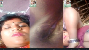 Beautiful Bihari housewife undresses reveiling her big breast and hairy pussy in village mms