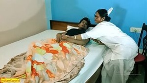Beautiful nurse with greatدث big boobs treats her patient in the hospital.