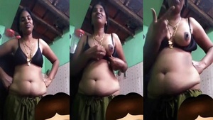 Tamil adult video call with an aunt who reveals her breasts.