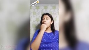 Big boobs girl strips naked in the bathroom for XXX camera