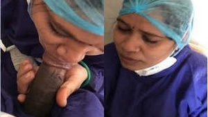 Hot Indian nurse giving blow job to doctor's dick