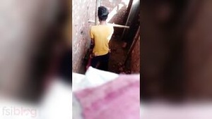 Small teenage girlfriend gives a blowjob and breast job in an MMS video.