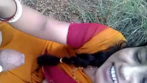 Pretty bhabhi gives blow job outside for young lover