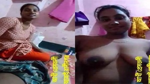 Hot village girl from Bengal seduces with big boobs and gives great blowjob