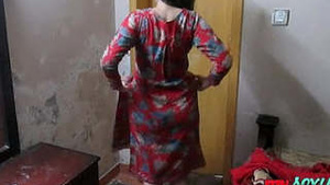 Indian woman, Sonia in shalwar suir, strips and gets into a hardcore gang bang