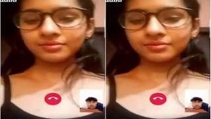 Indian college girl shows her tits during a video call