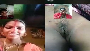 Hot village wife poses naked for video call with young husband