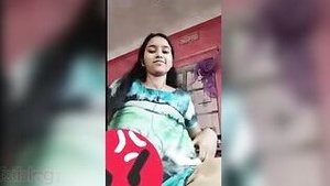 Pretty Bangladeshi woman flaunts her tits via video call