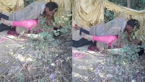 Cheap local prostitute has sex outdoors