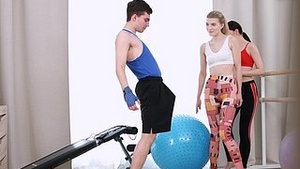 Triangular FFM pleasure with Rin White and Monroe Lucifer in the gym